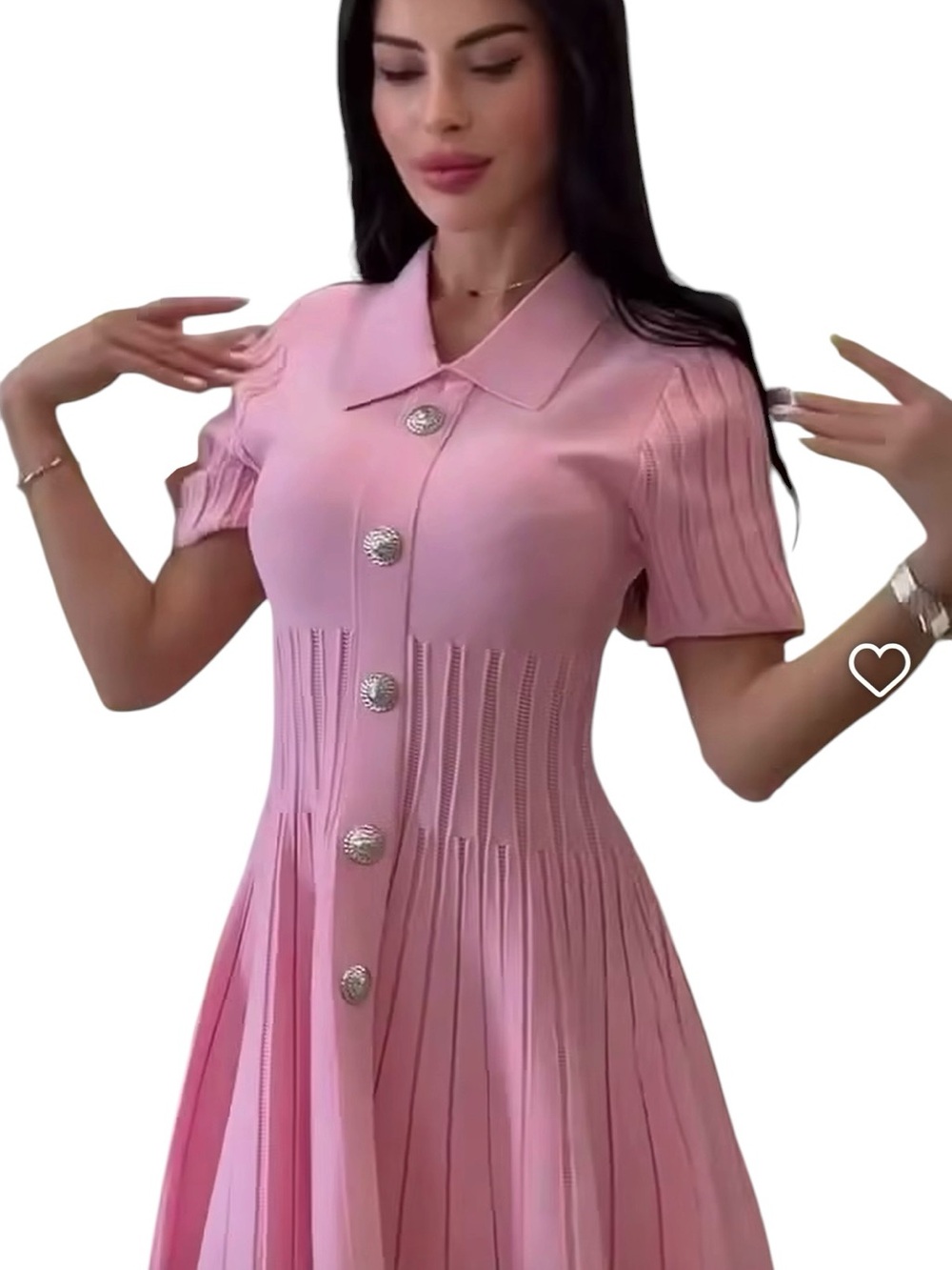 ella Ribbed Knit Skater Dress Pink Small NWOT